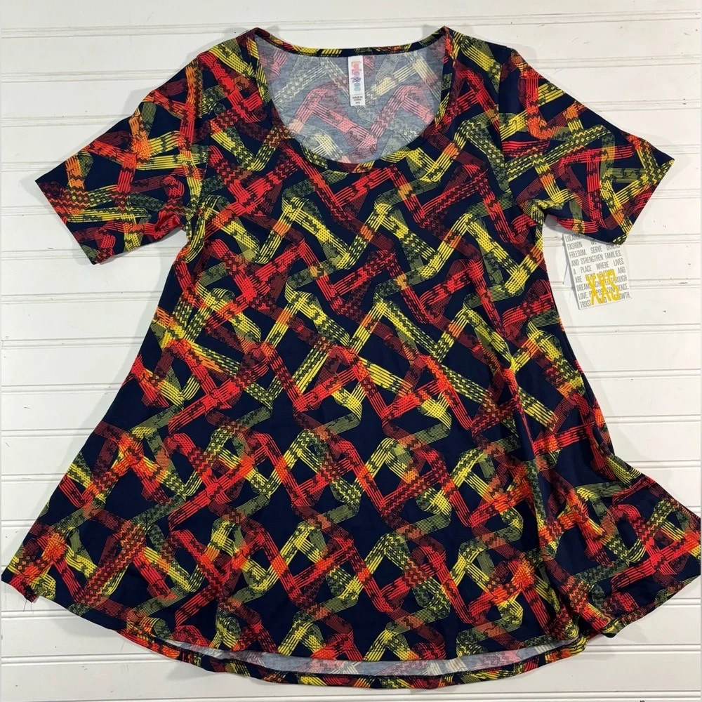 LuLaRoe Perfect T Tee Women’s Geometric Print Tunic Short Sleeve Size XXS Navy - Picture 9 of 16
